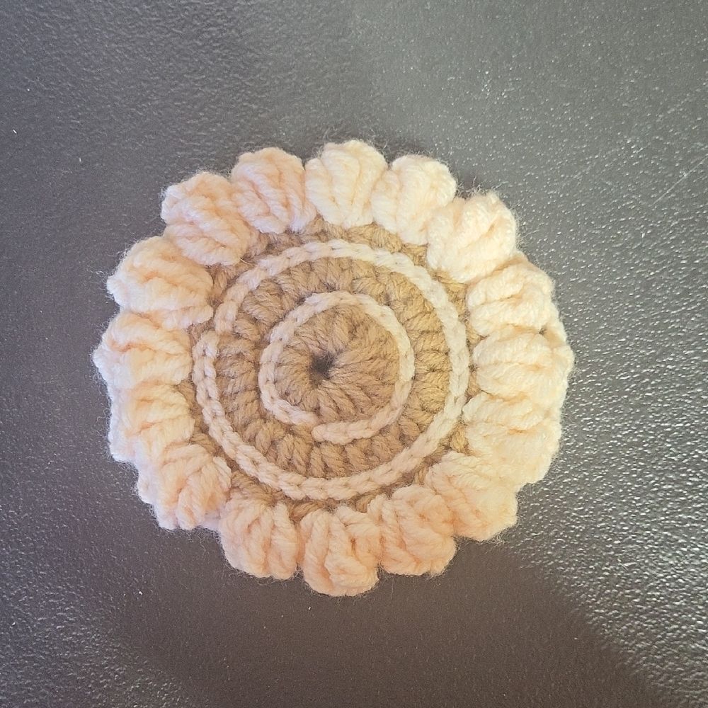 Handcrafted Cream and Brown Crochet Coaster